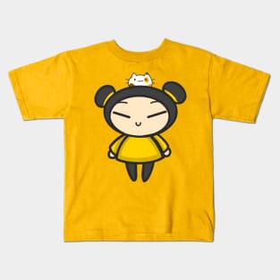 Yellow Pucca with a Cat Kids T-Shirt